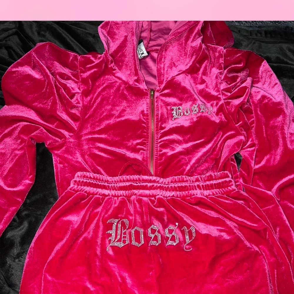 AKIRA Fuchsia Velour Tracksuit